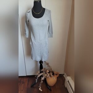 Anthropologie Casual Fall Quarter Sleeve Gray Dress EUC Saturday Sunday